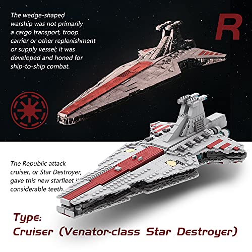 Tenhorses Space Wars Nave Espacial Maqueta Cruzador de Destructor Imperial Bloques de Construcción Venator Star República Attack Cruiser Set de Construcción de Colección（818 Piezas）