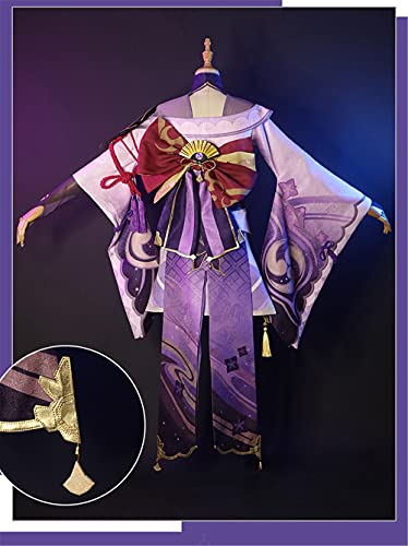 TENZHVXI Disfraz de Cosplay de Raiden Shogun, Vestidos, Capas, Cinturones, Conjunto Completo, Disfraz de Juego de rol, Disfraz de Halloween, Carnaval, Fiesta, Peluca para Mujer