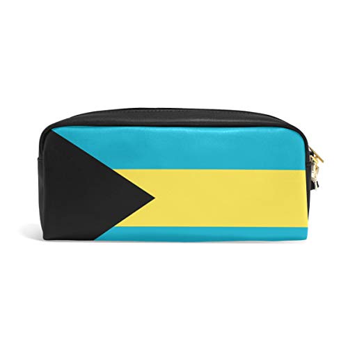 The Bahamas - Estuche organizador de lápices de piel sintética con diseño de bandera de Bahamas