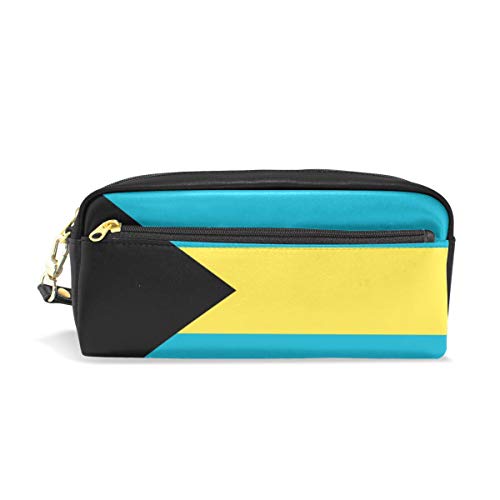 The Bahamas - Estuche organizador de lápices de piel sintética con diseño de bandera de Bahamas