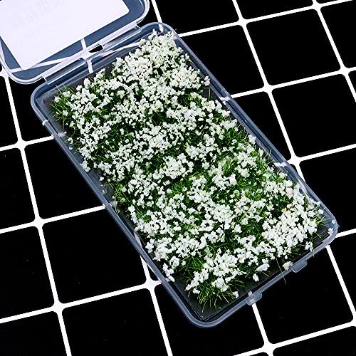 Tiardey Flower Grass Tufts Juego de Mesa de Arena, Kit de Modelo de Terreno, racimo de Flores de arbusto,Miniatura, Modelos temáticos de Mesa de Arena, Modelo de Paisaje - Arbusto Blanco