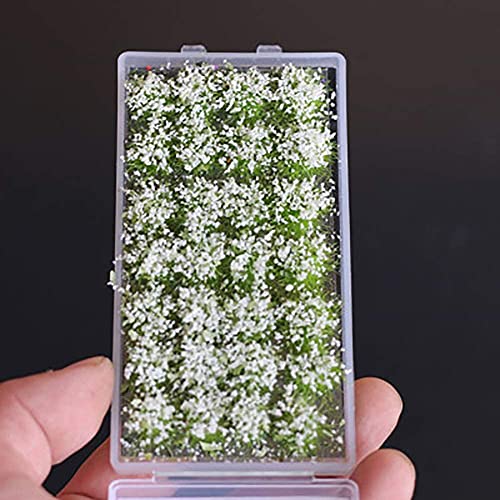 Tiardey Flower Grass Tufts Juego de Mesa de Arena, Kit de Modelo de Terreno, racimo de Flores de arbusto,Miniatura, Modelos temáticos de Mesa de Arena, Modelo de Paisaje - Arbusto Blanco