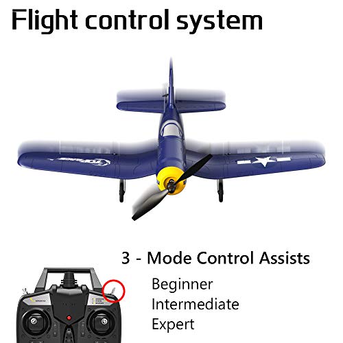 Top Race Avión Rc Plane de 4 canales de control remoto listo para volar Aviones Rc para adultos, Control remoto Avión de guerra F4U Corsair con helice Saver (TR-F4U)
