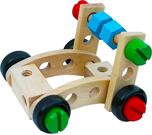 TOWO Juguete de Tuercas y Tornillos - Conjunto de Bloques de construcción con 31 Piezas de Madera para niños - Con hermoso bolso para almacenar - herramientas juguetes - juego de destornilladores …