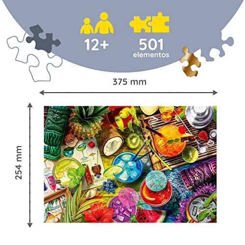 Trefl 500 + 1 Elementos, Wood Craft, Formas Irregulares, 50 Figuras Adventureras, Premium Moderno, DIY, para Adultos Y Niños A Partir De 12 Años Puzzle de Madera, Color Coloridos cócteles