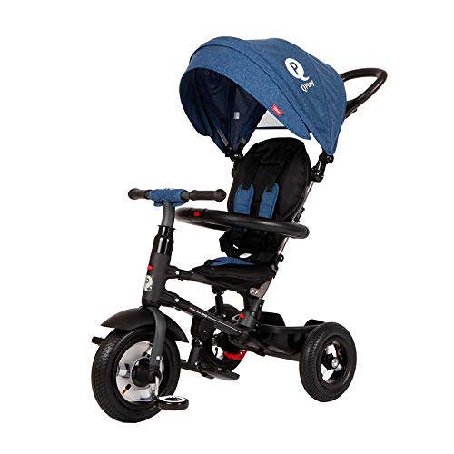 Triciclo Evolutivo para Bebés QPlay Rito Air - Plegable - con Pedales - Azul - De 10 a 36 Meses - Peso máximo soportable 25kg