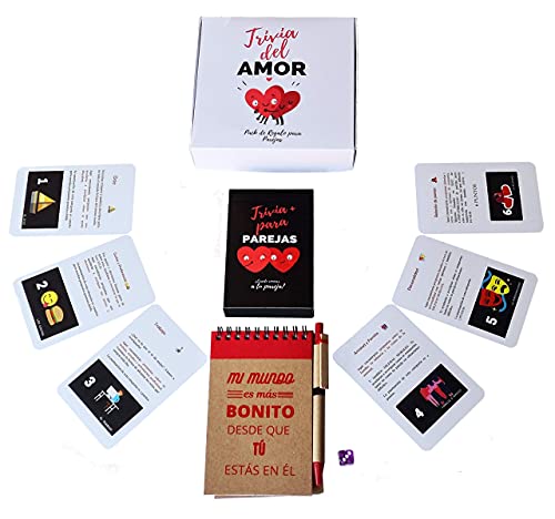 Trivia del Amor. Pack Regalo Parejas. Kit Regalo romántico para Parejas. Aniversarios, Novio, Novia, Parejas