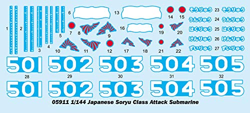 Trumpeter-1/144 JMSDF Soryu Klasse U-Boot plástico, Accesorios para Tren, Hobby, construcción de maquetas, Multicolor (TRU05911)