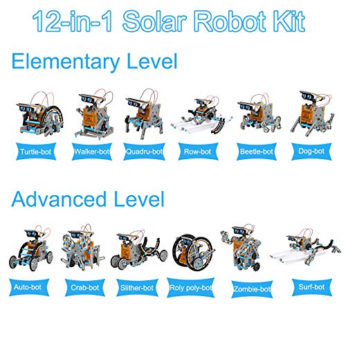 Ulikey Robot Juguete para Niños, 12 en 1 Kit de Ciencia, Kit de Construcción Robot Solar, DIY Juguete Educativo, Regalos Creativo para Niños de 8 a 12 Años