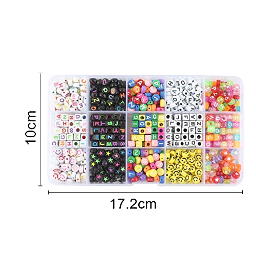 UYUYong 750PCS Cuentas de Bricolaje para Pulseras 15 Tipos Letras para Hacer Pulseras Abalorios Arcilla Polimerica para Hacer Joyas Collares Bricolaje con Cuerda Elástica