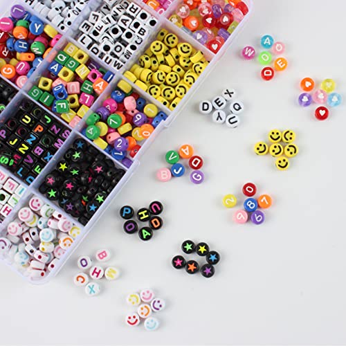 UYUYong 750PCS Cuentas de Bricolaje para Pulseras 15 Tipos Letras para Hacer Pulseras Abalorios Arcilla Polimerica para Hacer Joyas Collares Bricolaje con Cuerda Elástica