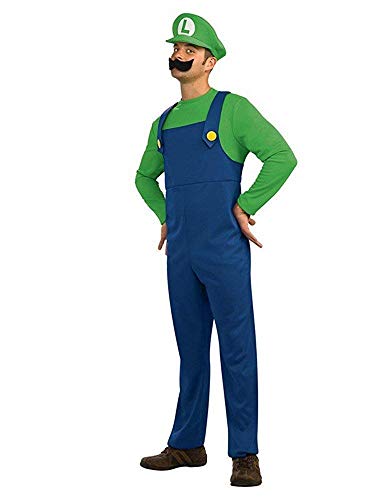 VISVIC Super Mario Luigi Bros Cosplay Disfraz Disfraz Unisex Hombres Mujeres Adultos Niños Adolescentes,Luigi Verde para hombres,L