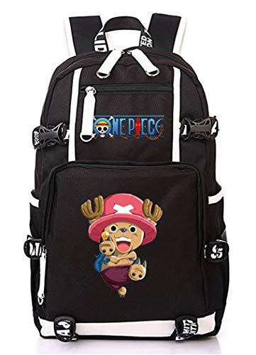 WANHONGYUE One Piece Tony Tony Chopper Anime Backpack Mochila Escolar Estudiante Bolso de Escuela Mochila para Portátil Negro-12