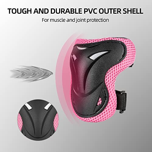 WayEee Protecciones de Patinaje para Niños Rodilleras Patinaje Ciclismo Bicicleta Monopatín Juegos de Protecciones Ajustables Infantiles para Deportes 6 pcs (Rosa)