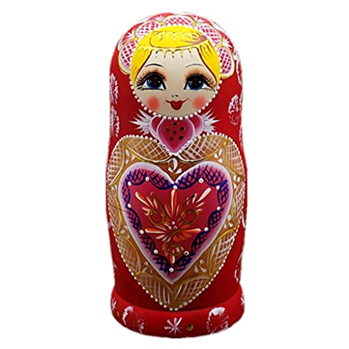 WINON Muñecas Rusas Matrioskas Muñecas de anidación Rusa Matryoshka Madera apilado Set anidado Juego 10 Piezas Juguetes Hechos a Mano para niños Día de la Madre cumpleaños