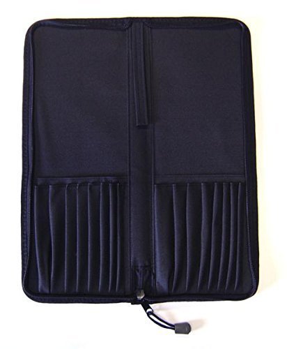 WLOT Artista plegable tela Oxford con cremallera estuche para pinceles de pintura con 16 agujeros (negro)