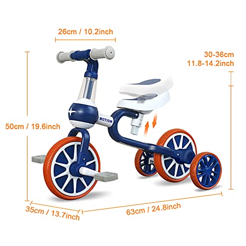 XIAPIA Triciclos 3 en 1 para niños de 1 a 4 años de Edad, con Pedal Desmontable y Ruedas de Entrenamiento, Bicicleta de Equilibrio para bebés, Asientos Adjustable