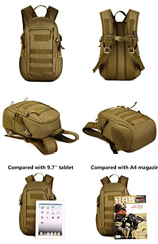 Yakmoo Mochila de Asalto Estilo Militar Táctico Molle Sistema Bolsa de Estudiante Mini Mochila Impermeable 12L al Aire Libre Negro