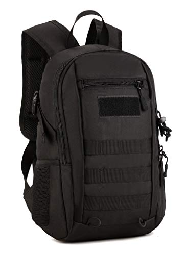 Yakmoo Mochila de Asalto Estilo Militar Táctico Molle Sistema Bolsa de Estudiante Mini Mochila Impermeable 12L al Aire Libre Negro