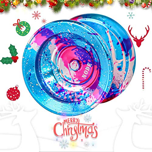 YOSTAR Yoyo Professionnel MAGICYOYO Y01 Node Yoyo Qui ne répond Pas, Avec 10 roulements à Billes KK, Temps de Rotation Long, + 5 Cordes, Gant, Sac yoyo (Bleu et Rose et Argent)