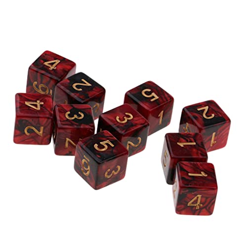 Yourandoll Dados poliédricos D6 Dice Dados de juego para DND RPG (10 unidades), color rojo y negro