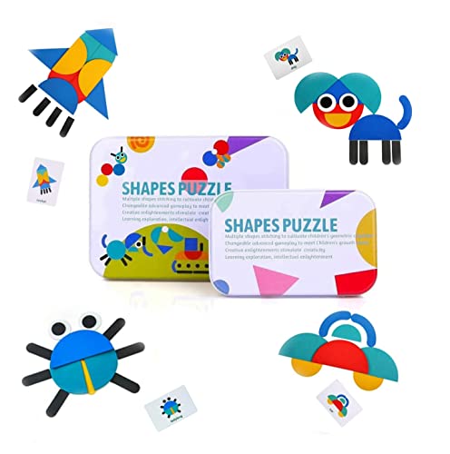 ZASCO Tangram Puzle de Madera Infantil, Juego Educativo de Mesa Montessori, Juguete para Aprender Inglés y Desarrollar la Creatividad e Inteligencia, Regalo Didáctico para Niños de 3 Años o Más