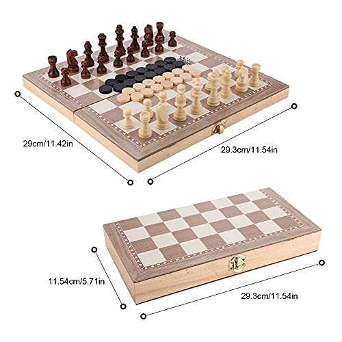 Zerodis 3 en 1 Juego de ajedrez, Juego de ajedrez de Mesa de Viaje de Tablero de Viaje portátil de 12"x12" Pulgada Juego de ajedrez y Tablero de Plegable
