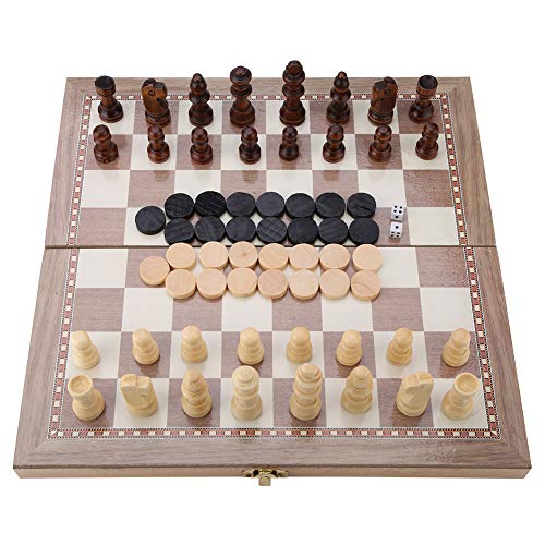 Zerodis 3 en 1 Juego de ajedrez, Juego de ajedrez de Mesa de Viaje de Tablero de Viaje portátil de 12"x12" Pulgada Juego de ajedrez y Tablero de Plegable