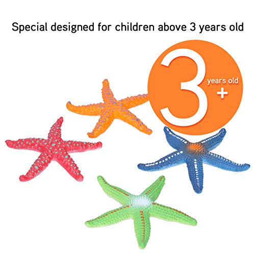 Zerodis Modelo de Estrella de mar de Juguete 4 Piezas simulación de Animales Marinos Modelo Educativo niños Juguete de Goma Figuras de Criaturas Marinas para decoración Acuario pecera(4 Piezas)