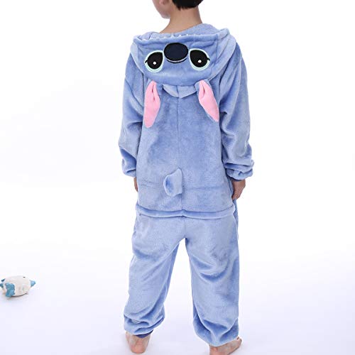 zpllsbratos Niños Pijamas Animales Ropa de Dormir Cosplay Disfraz para Carnaval Halloween Navidad(Stitch,Etiqueta 115 para Altura 125cm-135cm)