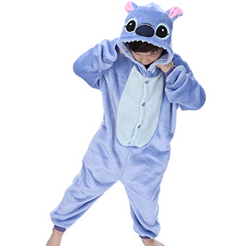 zpllsbratos Niños Pijamas Animales Ropa de Dormir Cosplay Disfraz para Carnaval Halloween Navidad(Stitch,Etiqueta 115 para Altura 125cm-135cm)