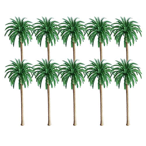 10 pcs Modelo de árboles, Palmeras De Coco Modelo, Modelo de Árbol Palmera Paisaje de Tren Plástico Verde, para Modelo Tren Ferrocarril Arquitectura Diorama Bricolaje de Paisaje (13 cm)