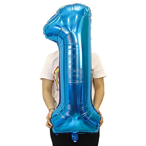 2 globos numeros 18 años, Number globo número 18 azul para niñas niños Hombres , 40" Figuras azules globo de lámina de helio inflable, gigante grande decoración fiesta de boda cumpleaños (xxxl 100cm)