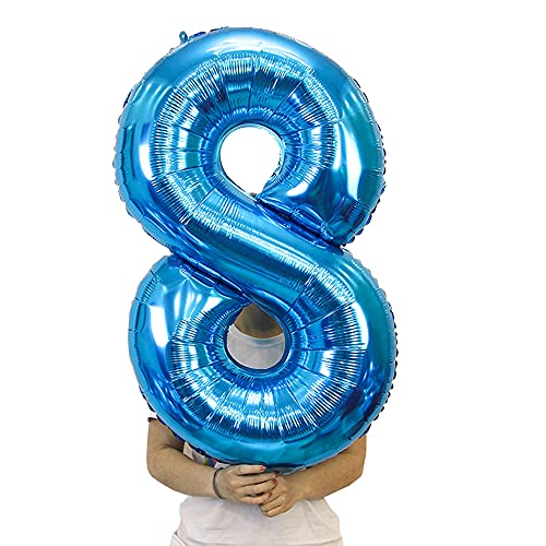 2 globos numeros 18 años, Number globo número 18 azul para niñas niños Hombres , 40" Figuras azules globo de lámina de helio inflable, gigante grande decoración fiesta de boda cumpleaños (xxxl 100cm)