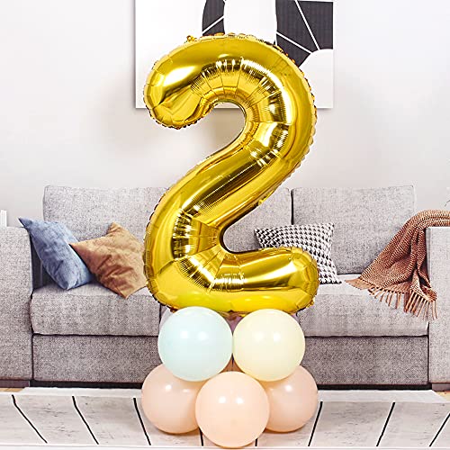 2 globos numeros 25 años, Number globo número 25 Dorado para Hombres Mujeres niños,40" Figuras Gold globo de lámina de helio inflable, gigante grande decoración fiesta de cumpleaños boda (xxxl 100cm)