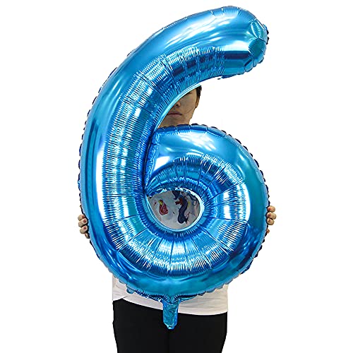 2 globos numeros 65 años, Number globo número 65 azul para Hombres Mujeres, 40" Figuras azules globo de lámina de helio inflable, gigante grande decoración fiesta de boda cumpleaños (xxxl 100cm)