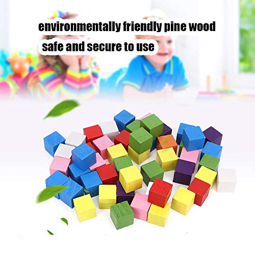 2 juegos de cubos de madera, bloques de madera cuadrados de colores, adornos, cuadrados de madera para manualidades DIY, artesanía en madera hecha a mano, juguete para niños(50Pcs Colored Block 15mm)