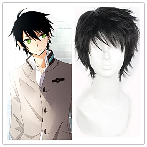 2020 Pelucas Zack Angel Angels of Death Cosplay Synthetic 30cm Hombres Negros Zack Zack Isaac Foster Angels of Death + Wig Cap