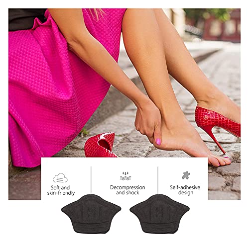 3 pares de almohadillas de talón para el talón, plantillas autoadhesivas para el cuidado de los pies insertos para zapatos sueltos, callos deslizantes del talón, ampollas (color: negro)