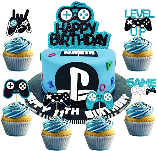 31 Piezas Decoracion Tartas Cumpleaños Videojuegos Birthday Decoration Topper Tarta Cumpleaños para la Decoración de Pasteles para Niños Infantil, Decoración de Fiestas Temáticas de Videojuegos