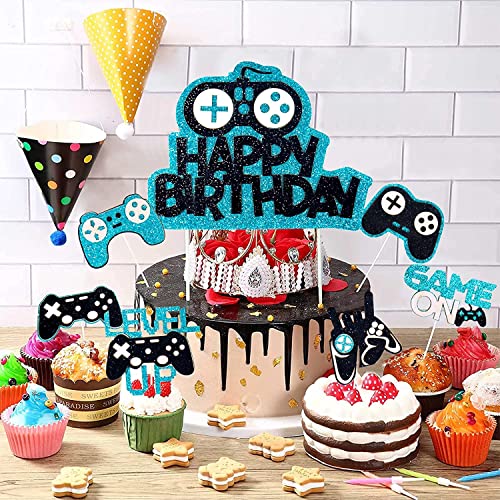 31 Piezas Decoracion Tartas Cumpleaños Videojuegos Birthday Decoration Topper Tarta Cumpleaños para la Decoración de Pasteles para Niños Infantil, Decoración de Fiestas Temáticas de Videojuegos