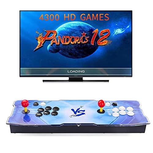 [3400 Games in 1] Pandora Box 12 con 3400 Juegos Retro Consola Maquina Arcade Video Gamepad,2 Joystick Partes de la Fuente de alimentación HDMI y VGA y Salida USB