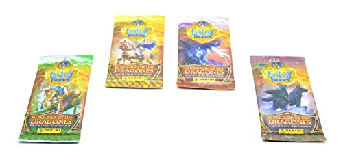 4 x Fantasy Riders 4 x Juego de Cartas Mixtas. Juego de Cartas coleccionables, 4 Paquetes, resurgir de los Dragones