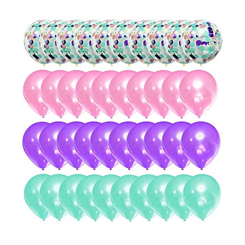 40 Piezas de Globos, Globos de Confeti, Púrpura de 12 Pulgadas, Rosa, Verde Menta, Globos de Globos de Confeti Para Decoraciones de Bodas, Decoraciones Para Fiestas, Decoraciones de Cumpleaños