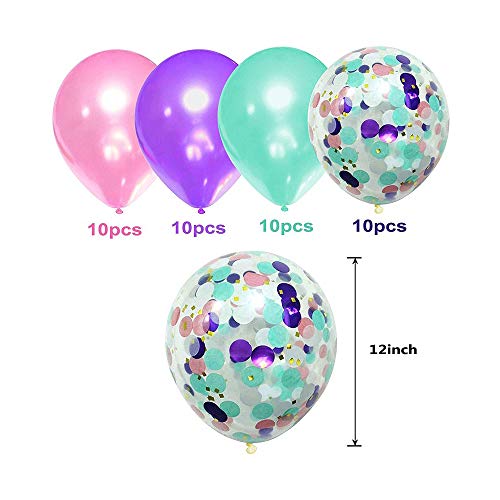 40 Piezas de Globos, Globos de Confeti, Púrpura de 12 Pulgadas, Rosa, Verde Menta, Globos de Globos de Confeti Para Decoraciones de Bodas, Decoraciones Para Fiestas, Decoraciones de Cumpleaños