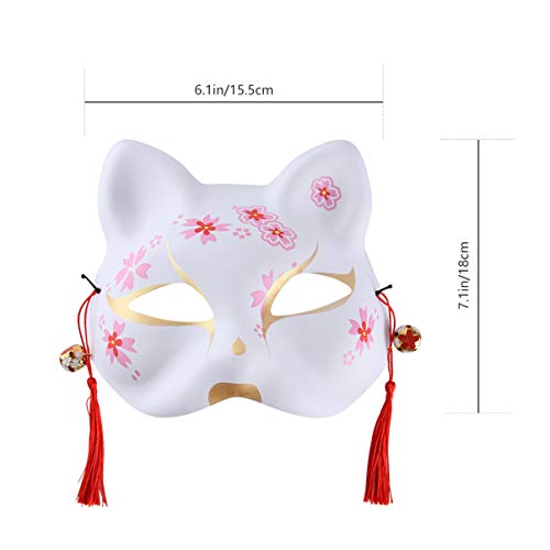 ABOOFAN 2Pcs Fox Masks Half Four Funda Japonés Kabuki Kitsune Cosplay Máscaras Tradicionales Masquerade Party Masks Kimono Fiesta Disfraz Prop