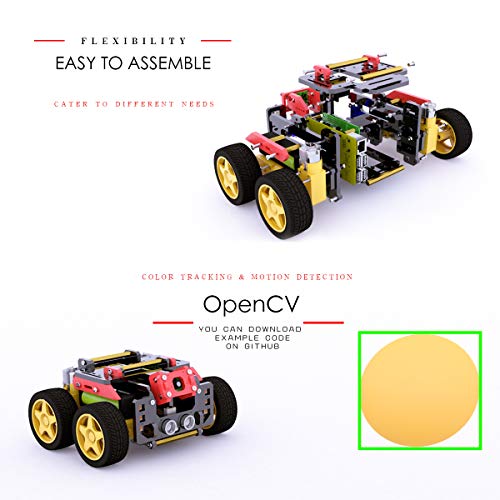 Adeept AWR 4WD WiFi Smart Robot Car Kit para Raspberry Pi 4/3 Modelo B + / B / 2B, DIY Robot Kit para niños y Adultos, OpenCV Target Tracking, Transmisión de Video, Raspberry Pi Robot con PDF Manual