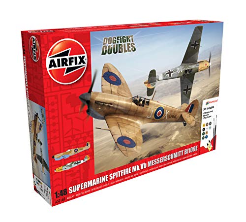 Airfix - Kit con Pinturas, Aviones Supermarine Spitfire MkVb/ Messerschmitt BF109E (Hornby A50160)