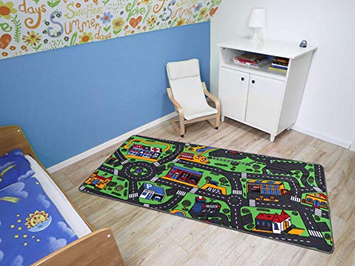 Alfombra Infatil CIUDAD 95cm x 200cm, Alfombra Coches Circuito | Alfombra Carretera Infantil de Juegos