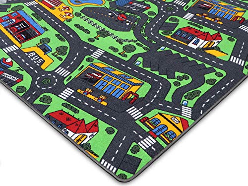 Alfombra Infatil CIUDAD 95cm x 200cm, Alfombra Coches Circuito | Alfombra Carretera Infantil de Juegos